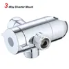 Baño Estilo Americano Desviador de Tres Vías Brazo de Ducha Superior Aspersor Divisor de Tres Vías Adaptador de Brazo de Extensión Cabezal de Ducha Cromado Soporte de Pared