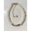 Colgante de Corazón Transfronterizo Europeo y Americano Pulsera de Perlas de Imitación Barrocas para Mujer Hebilla Francesa Simple Joyería de Mano para Mujer Elegante