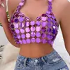AYJ Novo Top Tubinho Sexy Slim-Fit Costas Nuas com Lantejoulas e Gola Halter Europeu e Americano Y2562