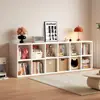 Estilo Nórdico Cor Creme Madeira Maciça Grade Branca Estante de Chão Compartimentos Múltiplos Combinação de Armazenamento Porta-Livros Armário de Grade Quadrada