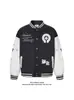 Chaqueta de Béisbol Bordada de Cuero PU de Alta Resistencia Americana para Hombres y Mujeres, Nuevo Diseño Retro Holgado de Otoño e Invierno Chaqueta Versátil
