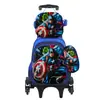 Mochila con Ruedas Transfronteriza, Mochila Escolar para Estudiantes de Primaria de 6 a 12 Años, Bolsa Dura 3D, Set de Tres Piezas, Lonchera, Estuche para Lápices