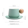 Taza de café y plato de color macaron creativo, juego personalizado para el hogar, taza de cerámica con asa de madera, taza para agua, regalo