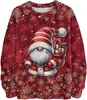 Popular Sudadera Cruzada Europea y Americana Otoño e Invierno Nueva Sudadera Pulóver con Cuello Redondo de Moda Estampado 3D para Mujer Navidad Calle