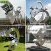 Escultura Abstracta de Acero Inoxidable Cepillado Mate Césped Jardín Plaza Entrada de Edificio Metal Acero Inoxidable Escultura Adornos