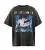 2024 Moda Americana Hip-Hop Marca Nova Retrô Lavada Velha Figura Solta Versátil Gola Redonda Manga Curta Camiseta para Homens e Mulheres