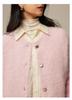 Cárdigan Suéter de Alpaca Rosa con Cuello Redondo y Forro de Felpa Larga 2026 Nuevo Chaqueta de Punto Holgada para Mujer Top de Otoño e Invierno para Mujer