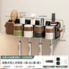 Estante de baño de nogal para dropshipping para cepillo de dientes eléctrico, pasta de dientes y vaso para enjuague bucal, estante organizador de baño