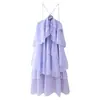 Vestido de Gola Alta Cruzado Europeu e Americano Aliexpress Comércio Exterior Moda Feminina Zr Pronta Entrega Multicolorido Empilhado Decoração de Flores