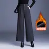 Calça pantalona xadrez retrô 2026 novo estilo de inverno, solta e emagrecedora, versão coreana, elegante e versátil, corte reto, calça casual forrada com fleece