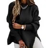 AliExpress Amazon transfronteiriço outono e inverno novo suéter de tricô casual de caimento solto com mangas compridas moda feminina