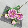 Simulación de nuevo producto transfronterizo, arreglo floral Austin de 4 cabezas en color primaveral, decoración para el hogar y la sala de estar, peonía extranjera, decoración de flores falsas al por mayor