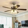 Lámpara ventilador de techo para uso doméstico, dormitorio, sala de estar, ventilador-candelabro de hierro con aspas de metal, estilo retro simple, con control remoto, lámpara ventilador estilo americano