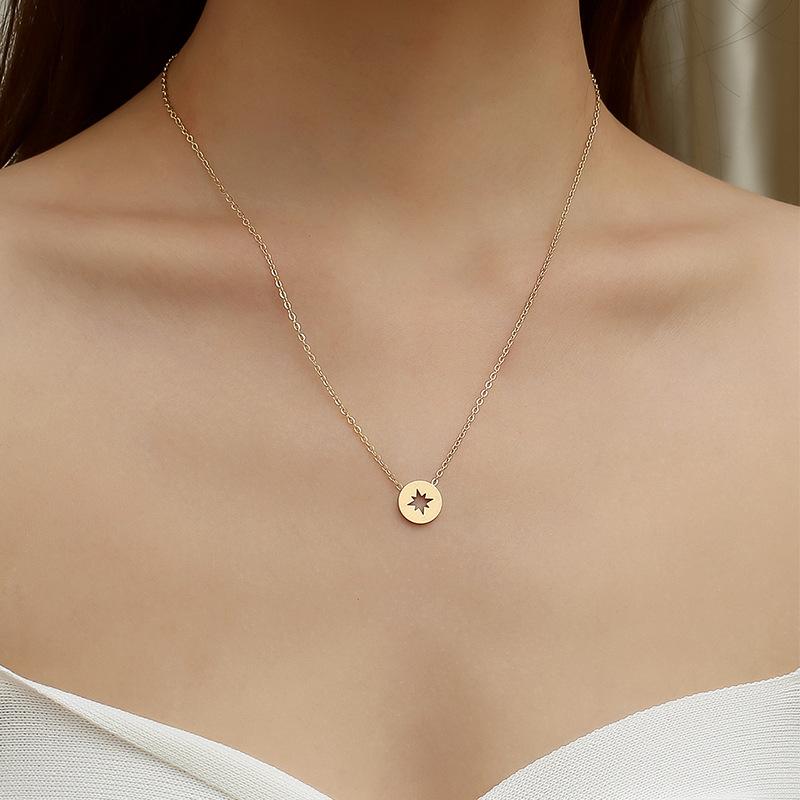 不锈钢指南针项链