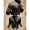 Chaqueta de Patchwork Desconstruido Black Venom con Cuello Alto para Hombre Otoño Corta de Corte Cuadrado Estilo Americano Ropa Exterior Sensación de Alta Gama Cortavientos