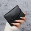 Corea del Sur Estilo Ins Bolso Pequeño para Tarjetas Corto Portátil Pequeño Color Sólido Simple Nuevo PU Cuero Certificado Monedero