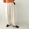 Calça Cropped Lisa Casual Simples Estilo Japonês e Coreano Transfronteiriça para Mulheres, Calça Harem Moda Vintage Outono, Modelagem Solta Tamanho Plus Calça de Pernas Largas