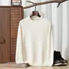 Suéter Ligero de Cachemir Puro 100% Baicai de Punto Fino de Terciopelo Capa de Aire Engrosado para Hombre Lujo Ligero Otoño/Invierno Cuello Redondo Casual Versátil