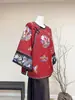 Top Bordado de Alta Gama Estilo Chino Nuevo, Chaqueta Botonada Jacquard de Peonía y Fénix Roja de Alta Resistencia, Ropa Retro para Mujer