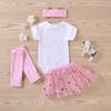 Roupas Infantis Transfronteiriças Ins Roupa Saia de Renda para 1º Aniversário Conjunto de Quatro Peças Roupas Infantis Exportação Atacado Preço Baixo Liquidação