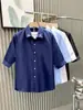 Camisa Masculina Manga Curta Antirrugas Slim Estilo Coreano Profissional Formal Verão Jovem Casual de Negócios Manga Três Quartos Camisa Azul