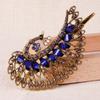 Accesorios Vintage para el Cabello Pinza Pavo Real Pinza Lateral Grande Pinza de Pico de Pato Pinza de Horquilla con Pedrería Tocados de Temperamento Pinza de Agarre para Mujer