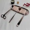 Herramienta para Vela de Aromaterapia Bronce Rojo Juego de 4 Piezas Mecha Portamechas Cortador de Velas Tapa Apagavelas Gancho de Campana Bandeja