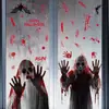 Decorações de Halloween Transfronteiriças, Adesivos Estáticos de Fantasma Feminino Assustador, Decorações de Festa de Halloween, Adesivos de Vidro de Fantasma Feminino com Marca de Mão de Sangue