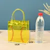 Bolsas de mano transparentes de PVC personalizables para fiestas de béisbol, dulceros y empaques de regalo; bolsas de plástico tipo tote impermeables, disponibles en stock
