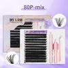 Kit de Cílios Postiços Transfronteiriço, Cílios Leves Curvatura D, Alongadores e Espessantes, Estilo Hot Girl, Versão Espessa 30P-80P