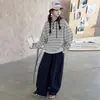 Conjunto de Primavera y Otoño para Niñas: Sudadera a rayas elegante y a la moda para niñas mayores y estudiantes de secundaria, atuendo casual de otoño estilo coreano con pantalones de pierna ancha