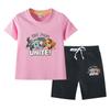 Wang Wang Team Terno Esportivo Infantil Verão 2023 Novos Meninos e Meninas Terno de Algodão Shorts de Manga Curta Conjunto de Moda de Duas Peças