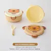 Serie Capibala Fiambrera de Plástico Fiambrera Portátil con Cuchara Fiambrera para Estudiantes Apta para Microondas Fiambrera