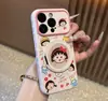 Funda de Teléfono con Soporte de Maruko Shin-chan Compatible con Teléfono Apple 17promax iPhone 18 Huawei Ventana de Corazón