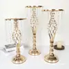 Adereços de Casamento Estilo Europeu Vaso de Flores de Ferro Forjado Decoração da Mesa Principal Arrumador de Flores Mesa de Assinaturas Suporte de Flores de Cristal Recipientes Ornamentos de Flores de Mesa