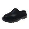 Medias Pantuflas Cerradas de Suela Gruesa para Mujer, Estilo Europeo y Americano, Zapatos Casuales de Cuero con Punta Redonda, Mocasines de Exterior, Pantuflas de Cuña, Amazon