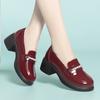 Zapatos Británicos de Cuero al por Mayor para Mujer en Otoño, Zapatos Redondos de Punta Media para Mujer, Tacones Gruesos, Zapatos Planos de Boca Profunda, Mocasines de Suela Gruesa, Envío Directo