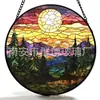 Colgantes de cristal de colores de atardecer en montañas y bosques transfronterizos decoraciones de vidrio para el hogar decoraciones de ventanas atrapasoles para jardín