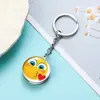 Chaveiro de Bola de Cristal de Vidro de Alta Qualidade Transfronteiriço, Chaveiro em Forma de Coração, Chaveiro Redondo com Rosto Sorridente, Atacado de Fabricante