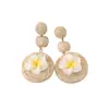 Aretes Florales Hechos a Mano de Rafia Estilo Festivo, Aretes Étnicos de Gama Alta de Nicho, Aretes Únicos y Hermosos al por Mayor