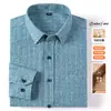 Camisa masculina Amazon plus size de algodão puro escovado de manga longa, peça versátil para primavera e outono, camisa 100% algodão estilo pai