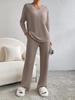 Traje de punto elegante y holgado con cuello en V, estilo casual, de dos piezas, estilo europeo y americano, para otoño e invierno.