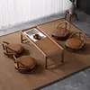 Mesa de Café de Bambú Tatami, Mesa Pequeña Sencilla para Ventana Abuhardillada, Mesa de Café Pequeña Estilo Japonés, Mesa de Piso, Mesa Baja Zen, Combinación de Mesa y Silla Retro