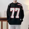 Camiseta de manga larga retro americana transfronteriza para hombre, estilo de marca de moda, sudadera de cuello redondo, corte holgado, marca de moda, top elegante, estilo simple ins