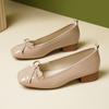 Zapatos de Ballet Zapatos de Mujer Franceses Piel Suave Estilo Chanel Punta Cuadrada Zapatos Planos Boca Baja Suela Blanda Cuatro Estaciones Lazo Nuevo Estilo