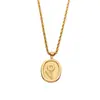 Collar Simple de Moda Estilo Ins Europeo y Americano Nicho Colgante Chapado en Oro de 18K Collar Largo Retro de Acero de Titanio Joyería para Mujer