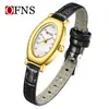 Reloj de Mujer Ofns Resistente al Agua Simple Retro Ovalado de Nácar Reloj de Mujer Nicho de Alto Valor Exportación Reloj de Cuarzo