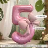 Sesión de Fotos de Cumpleaños para Niña Globo con Número de Lazo Rosa Accesorios Infantiles Decoración de Fiesta Decoración de Escenario Sesión de Fotos