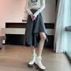Saia Irregular com Senso de Design Feminina Outono 2024 Estilo Coreano Nova Moda Emagrecedora Comprimento Médio Saia Evasê