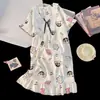 Bata Coreana de Verano para Mujer, Algodón Nube, Ropa de Casa de Manga Corta para Niños, Bata Suelta de Dibujos Animados Lindos, Pijama de Mujer, Verano